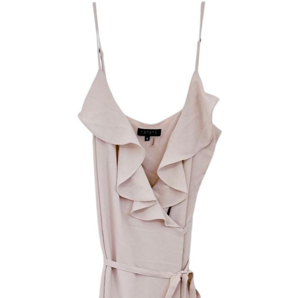 1. State Ruffled Chiffon Midi Wrap Dress Flowy Dress Blush Pink Size 6 NWOT - Picture 4 of 11